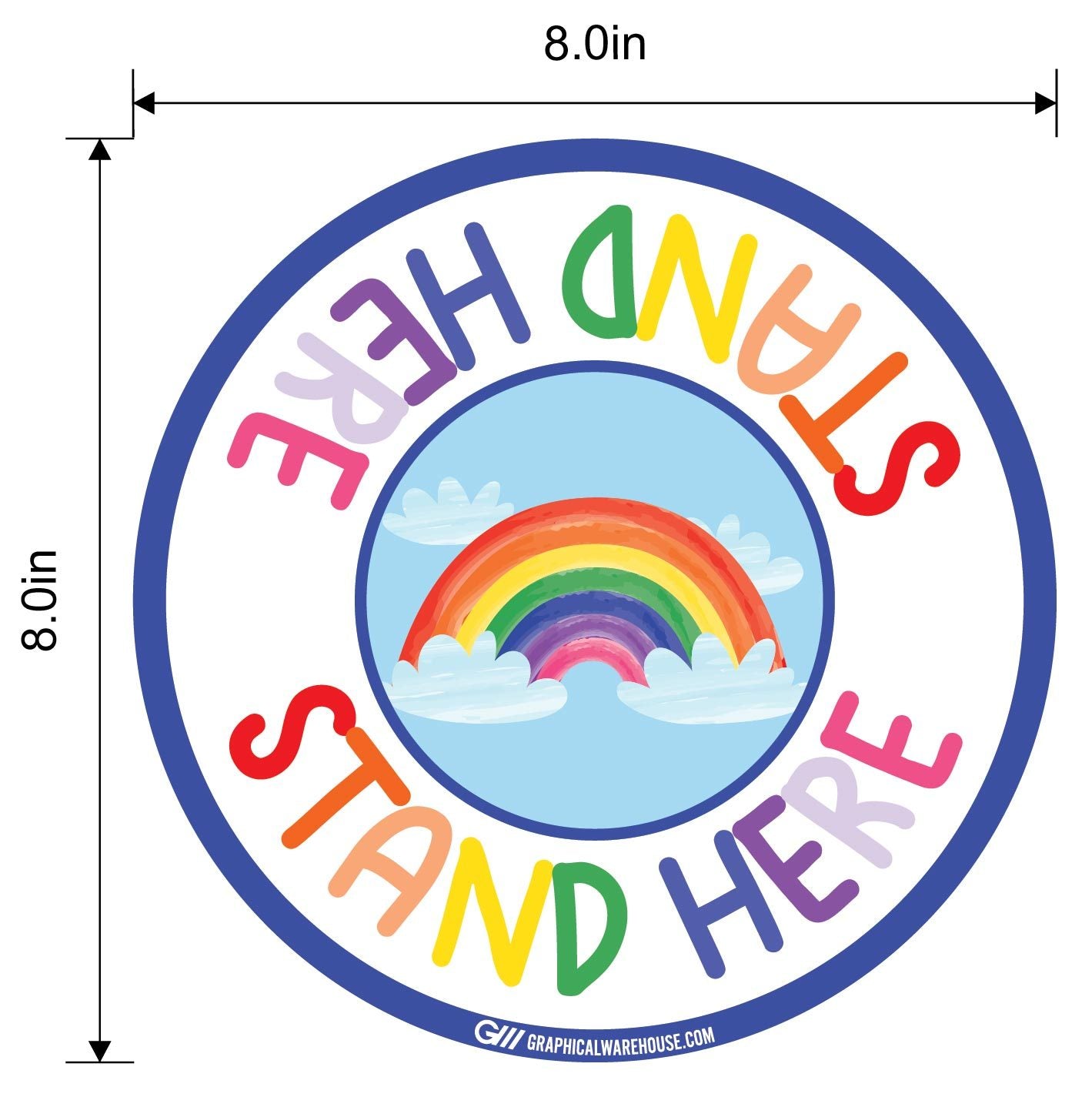 "Stand Here" Kids Social Distancing, 10 Pack- Durable Matte Laminated Vinyl Floor Sign- Various Sizes/Designs Available