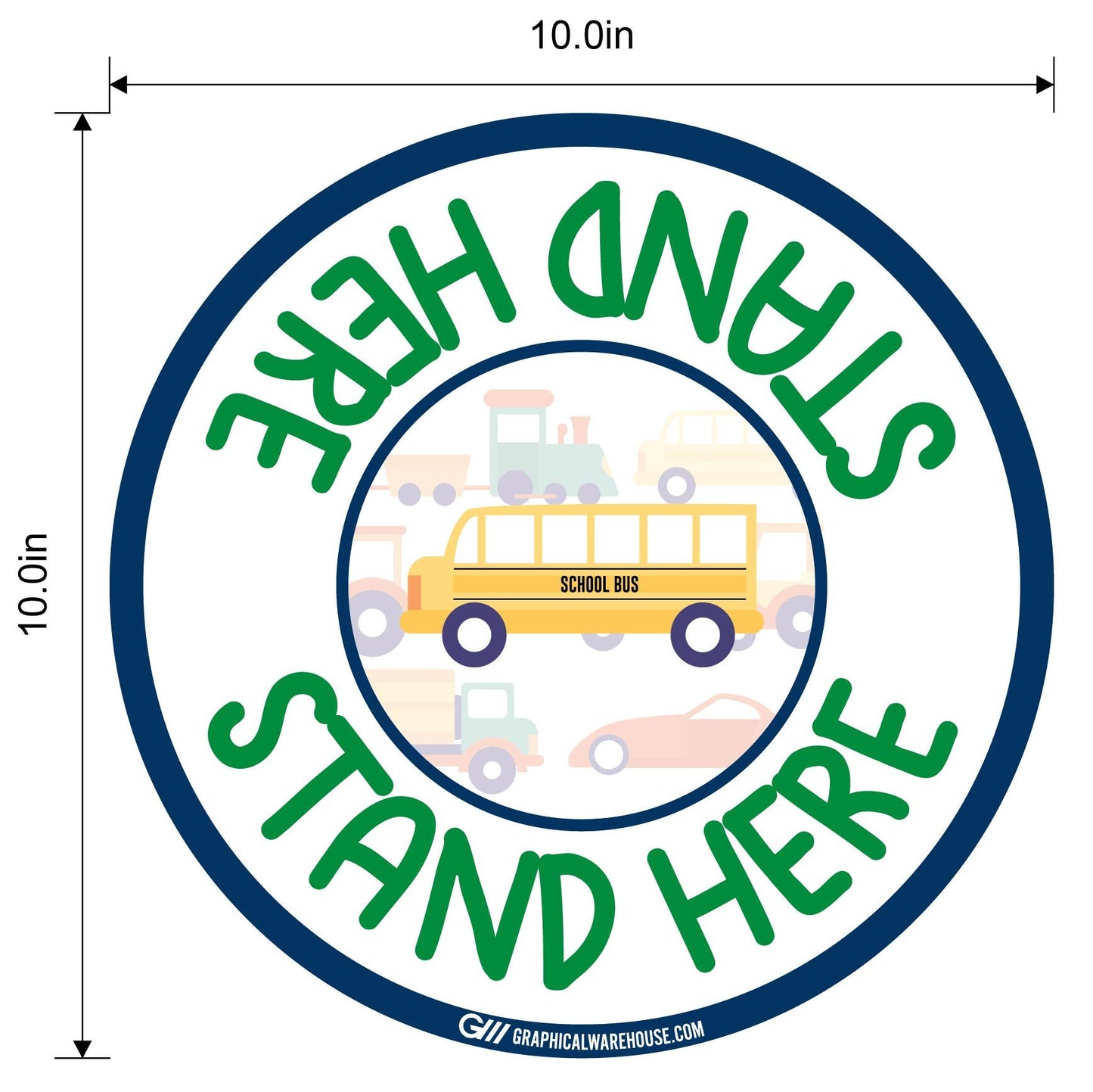 "Stand Here" Kids Social Distancing, 10 Pack- Durable Matte Laminated Vinyl Floor Sign- Various Sizes/Designs Available