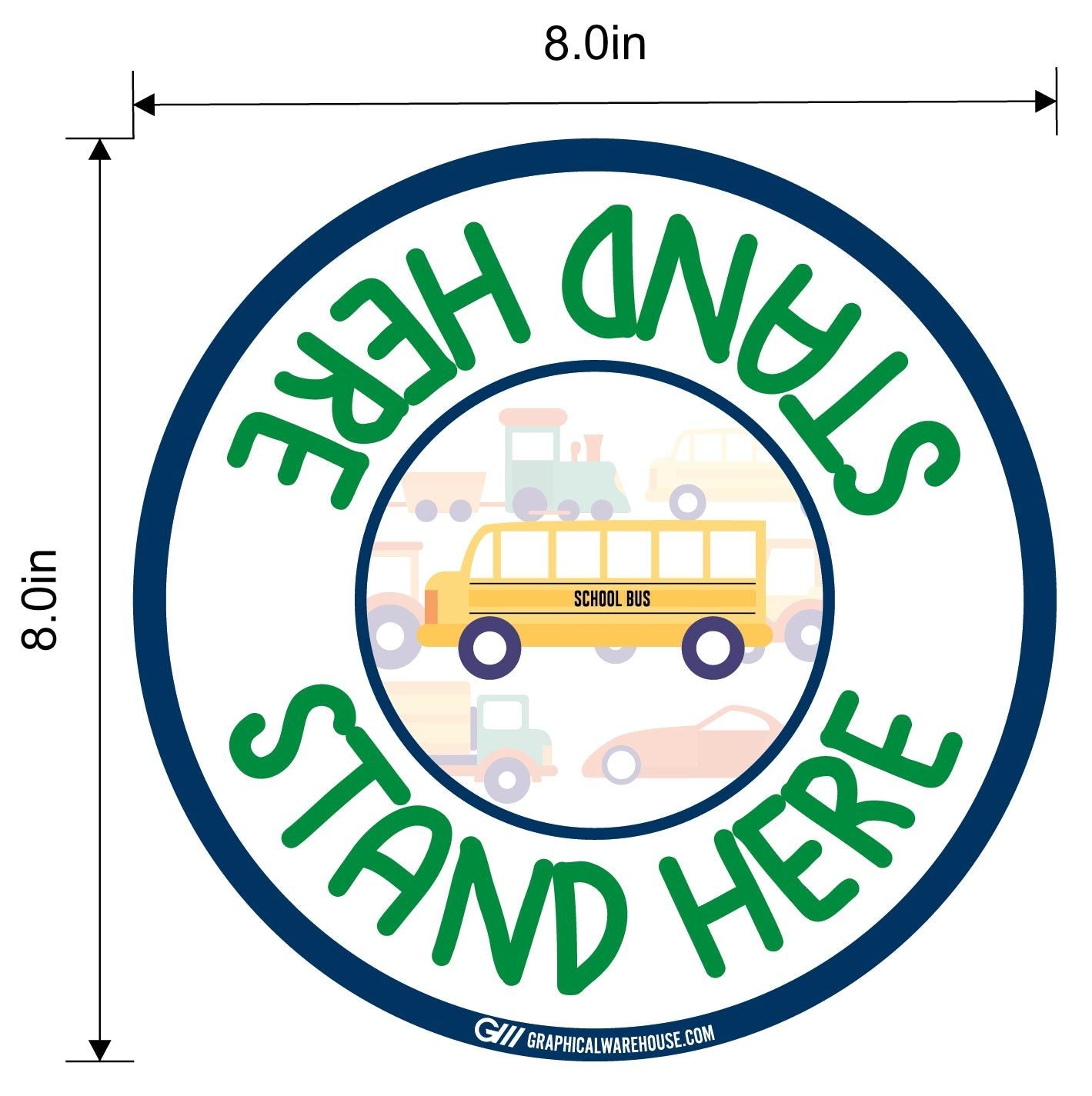 "Stand Here" Kids Social Distancing, 10 Pack- Durable Matte Laminated Vinyl Floor Sign- Various Sizes/Designs Available