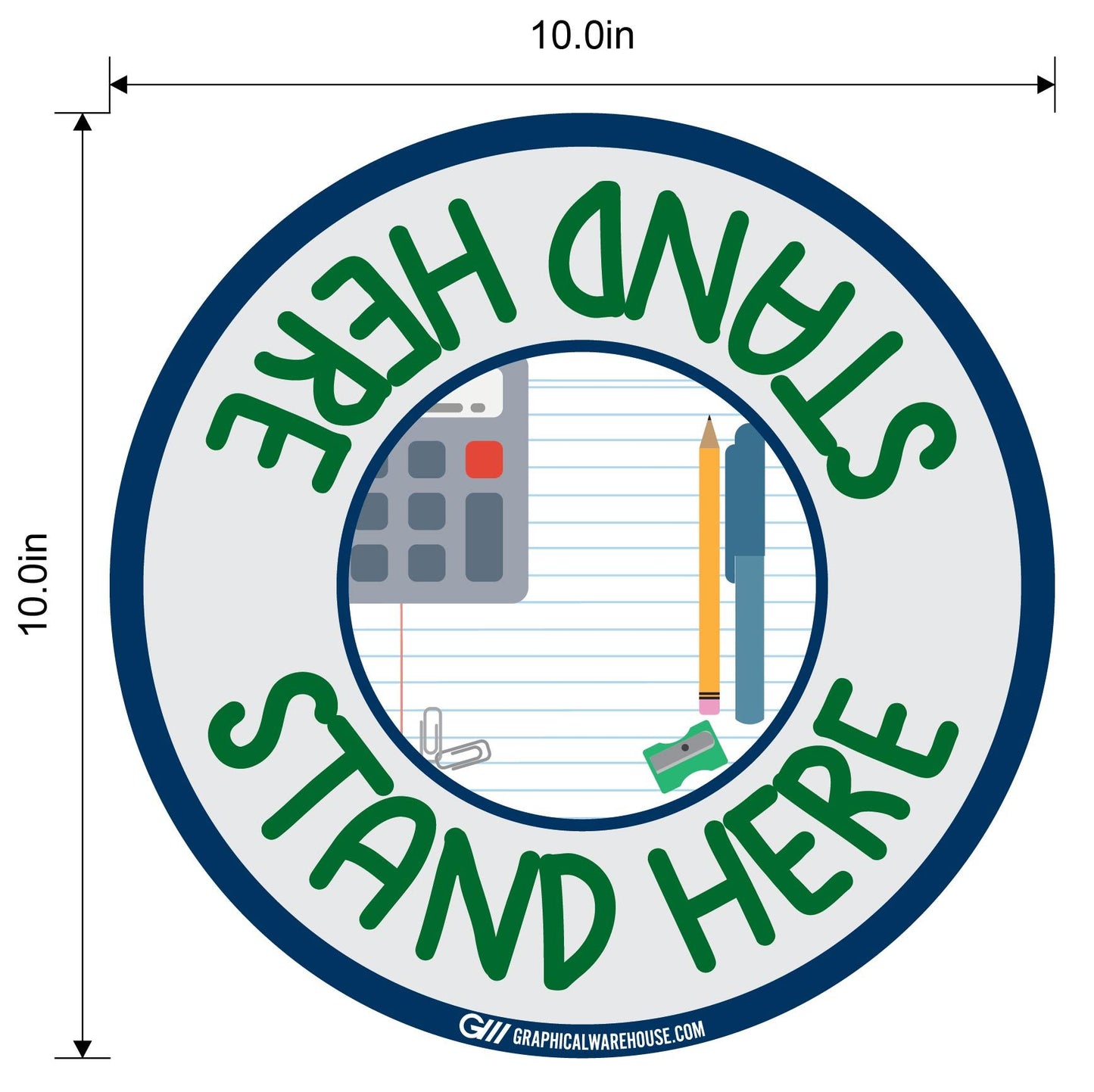 "Stand Here" Kids Social Distancing, 10 Pack- Durable Matte Laminated Vinyl Floor Sign- Various Sizes/Designs Available