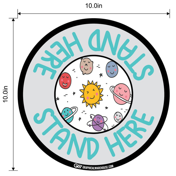 "Stand Here" Kids Social Distancing, 10 Pack- Durable Matte Laminated Vinyl Floor Sign- Various Sizes/Designs Available