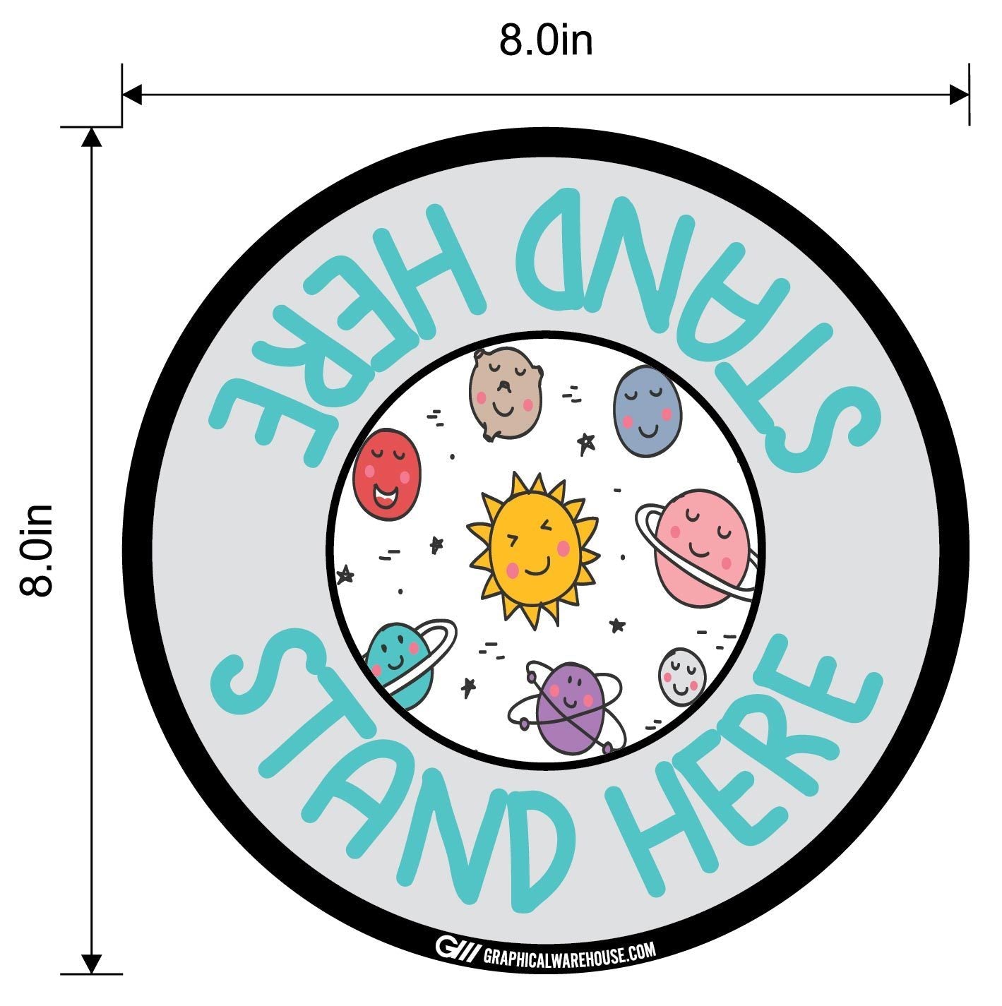 "Stand Here" Kids Social Distancing, 10 Pack- Durable Matte Laminated Vinyl Floor Sign- Various Sizes/Designs Available