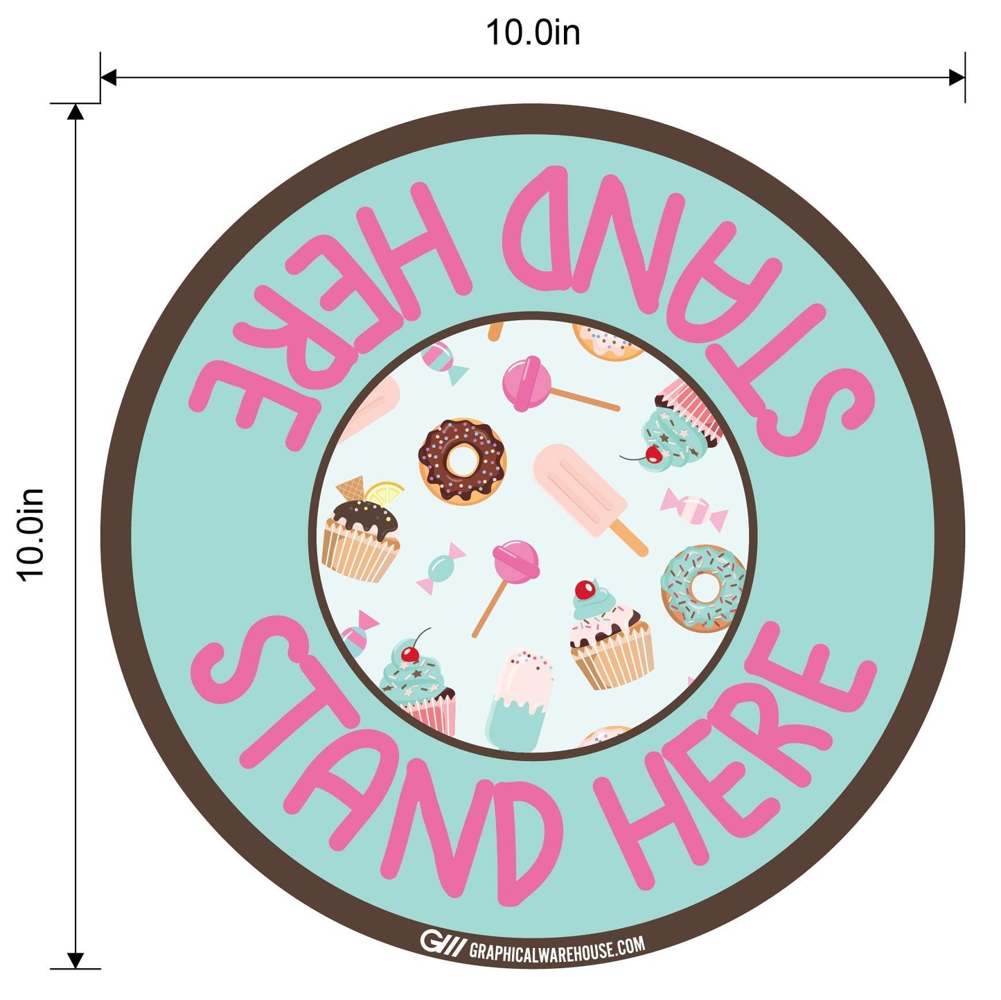 "Stand Here" Kids Social Distancing, 10 Pack- Durable Matte Laminated Vinyl Floor Sign- Various Sizes/Designs Available