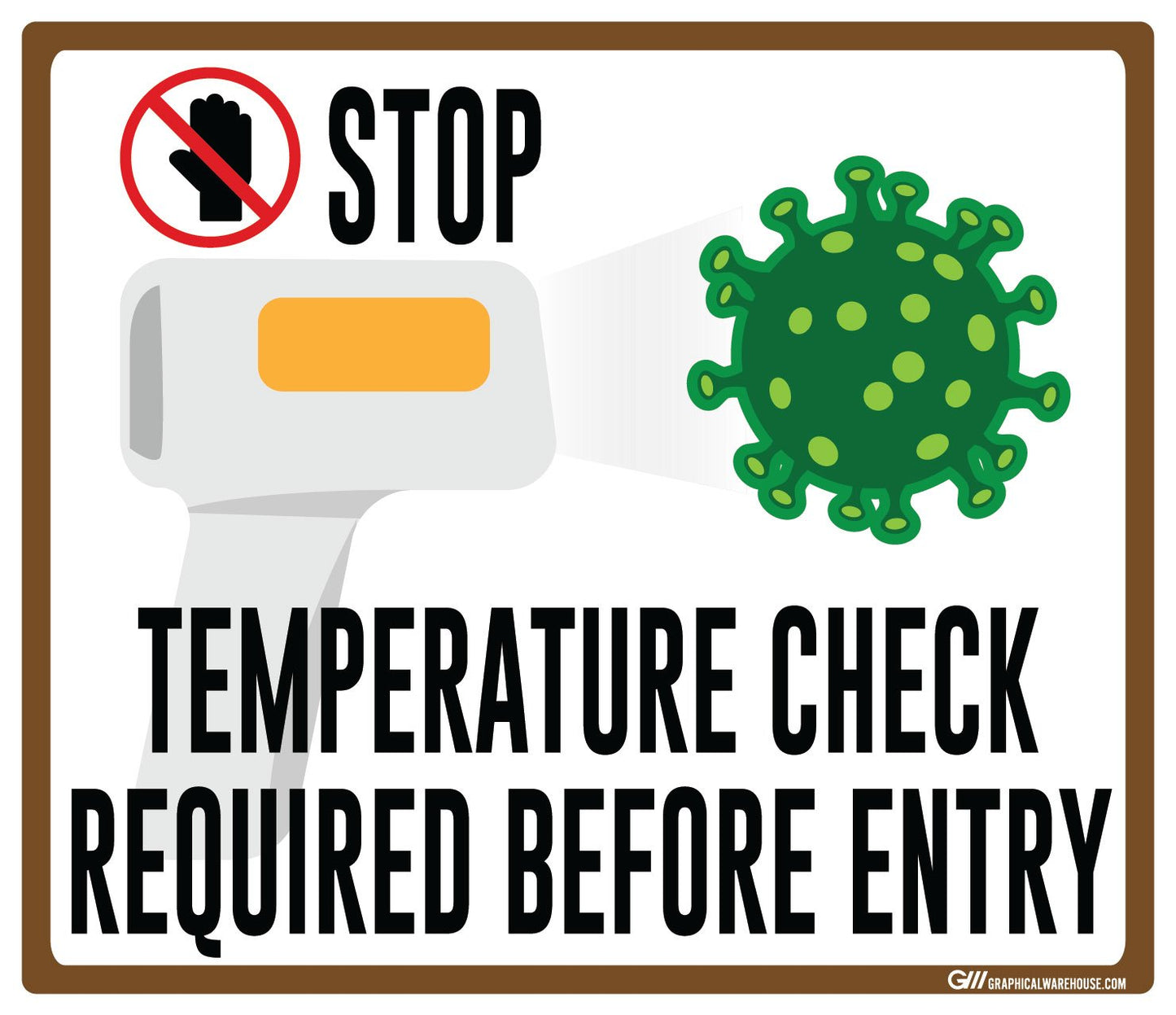 "STOP, Temperature Check Required Before Entry" Adhesive Durable Vinyl Decal- Various Sizes/Colors Available