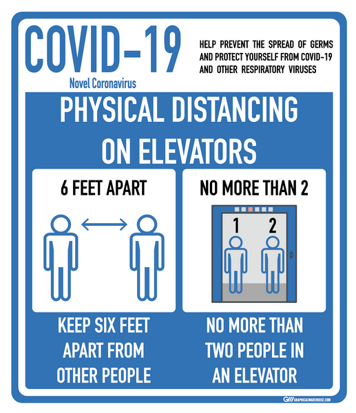 "Social Distancing On Elevators" Adhesive Durable Vinyl Decal- Various Sizes/Colors Available