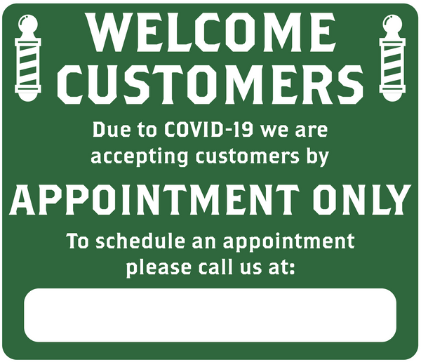 Barber Shop "By Appointment Only" Adhesive Durable Vinyl Decal- Various Colors Available-  14x12”