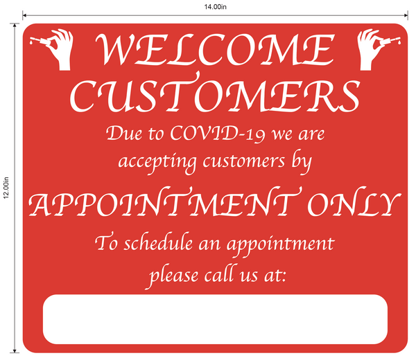 Nail Salon “By Appointment Only” Adhesive Durable Vinyl Decal- Various Colors Available- 14x12”