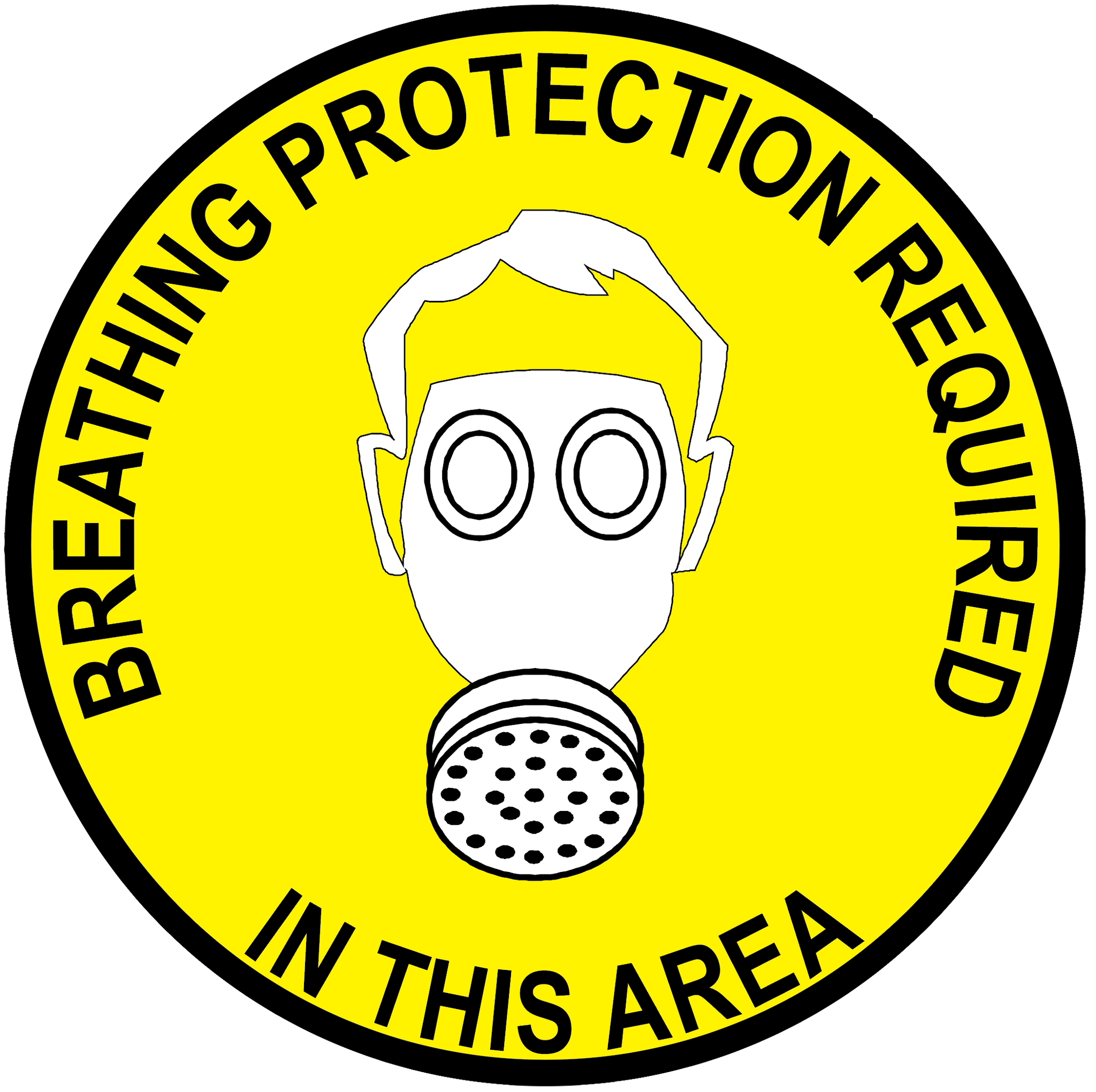 "Breathing Protection Required in This Area" Durable Matte Laminated Vinyl Floor Sign- Various Sizes Available