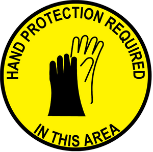 "Hand Protection Required In This Area" Durable Matte Laminated Vinyl Floor Sign- Various Sizes Available
