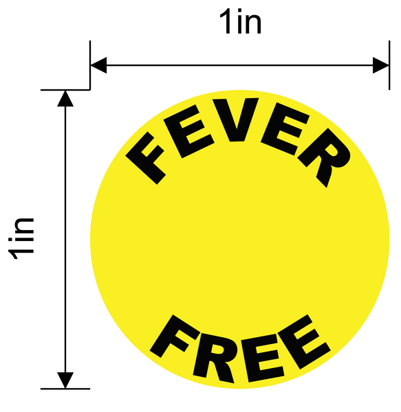 "Fever Free" Daily Temperature Screening, Temperature Check Point- Adhesive Durable Vinyl Sticker Pack- 1x1”