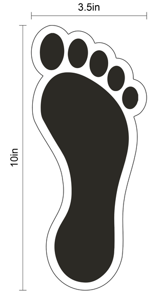 5S Bare Footprints- Durable Matte Laminated Vinyl Floor Markers- Various Sizes Available