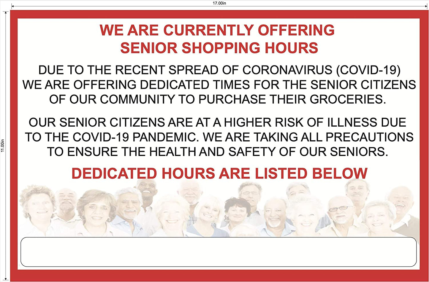 "Senior Shopping Hours" Adhesive Durable Vinyl Decal- 17x11”