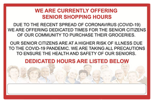 "Senior Shopping Hours" Adhesive Durable Vinyl Decal- 17x11”