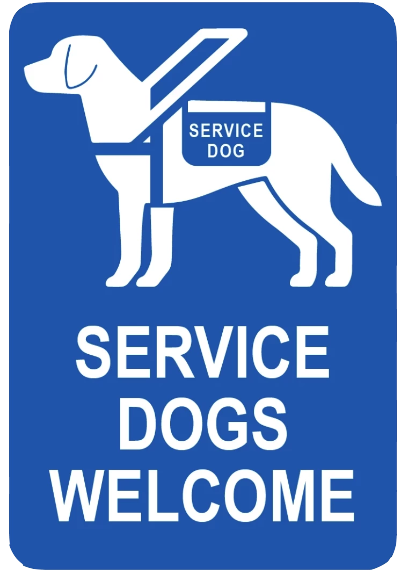 "Service Dogs Welcome" Laminated Aluminum 3-Way Sign