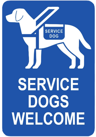 "Service Dogs Welcome" Laminated Aluminum 3-Way Sign
