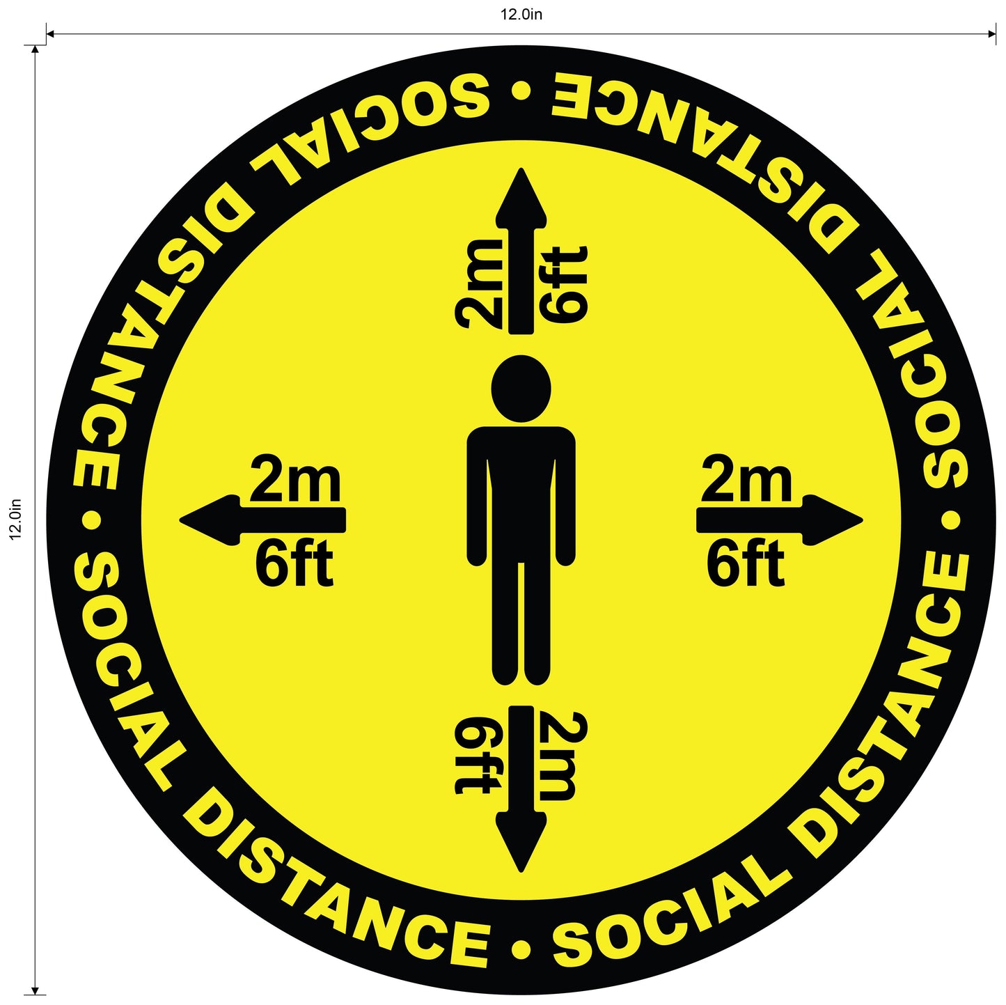 "Social Distance" Four Way, Durable Matte Laminated Vinyl Floor Sign- Various Sizes Available