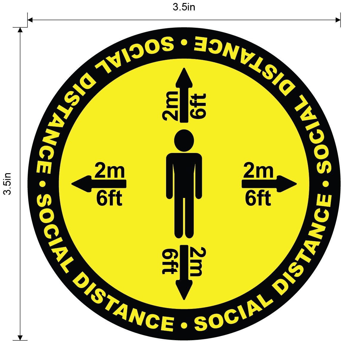 "Social Distance" Four Way, Durable Matte Laminated Vinyl Floor Sign- Various Sizes Available