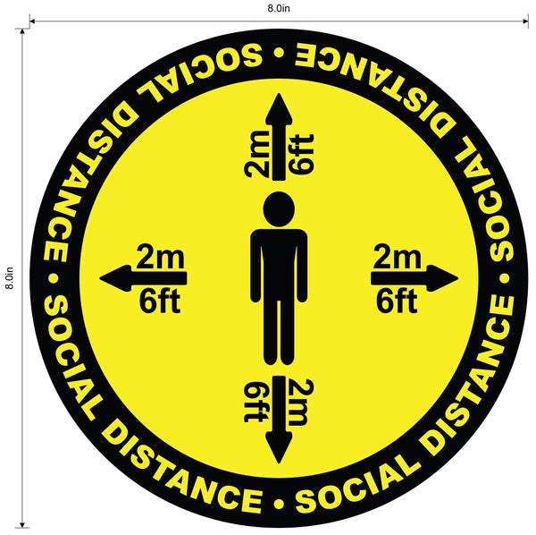 "Social Distance" Four Way, Durable Matte Laminated Vinyl Floor Sign- Various Sizes Available