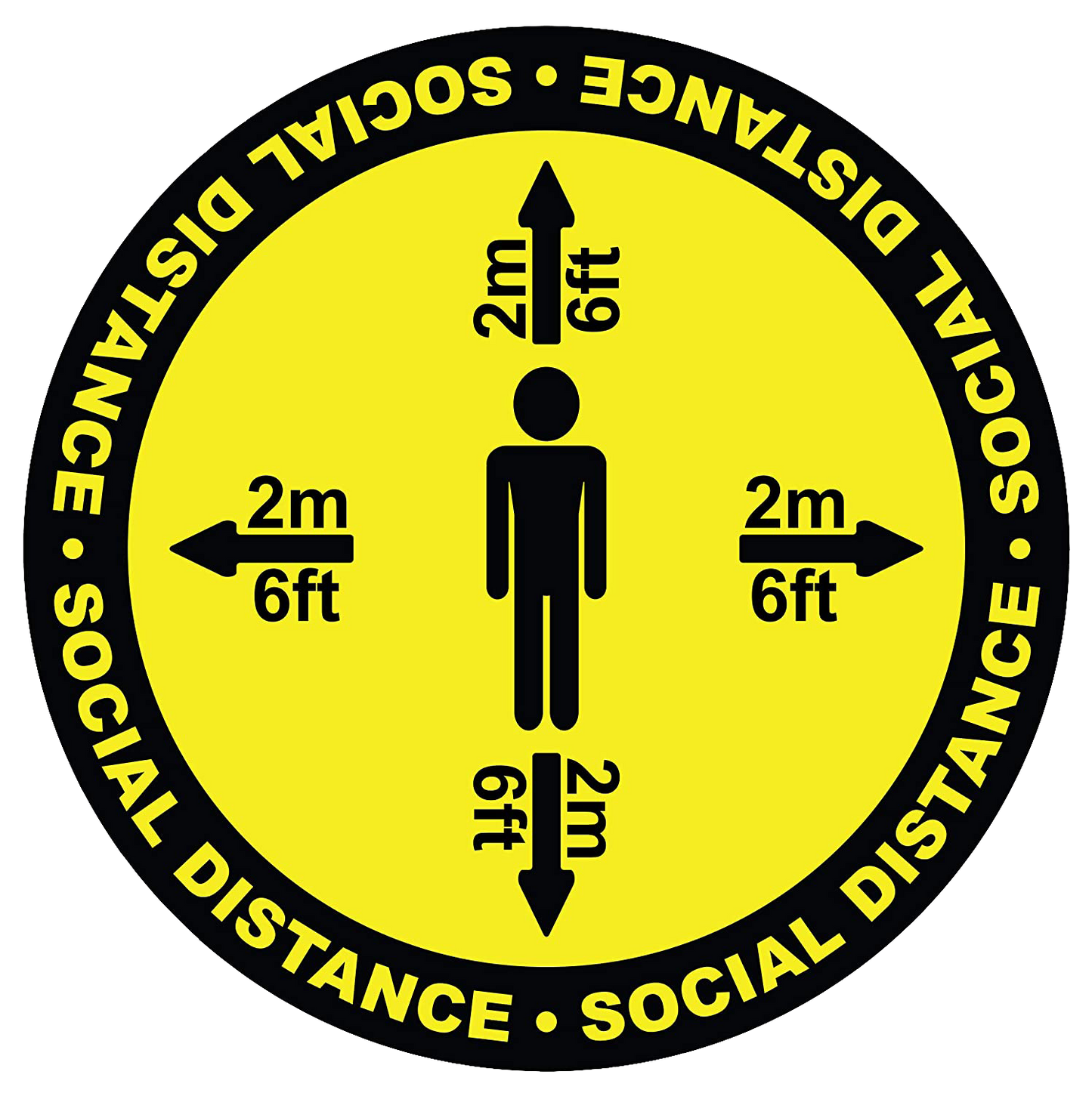 "Social Distance" Four Way, Durable Matte Laminated Vinyl Floor Sign- Various Sizes Available