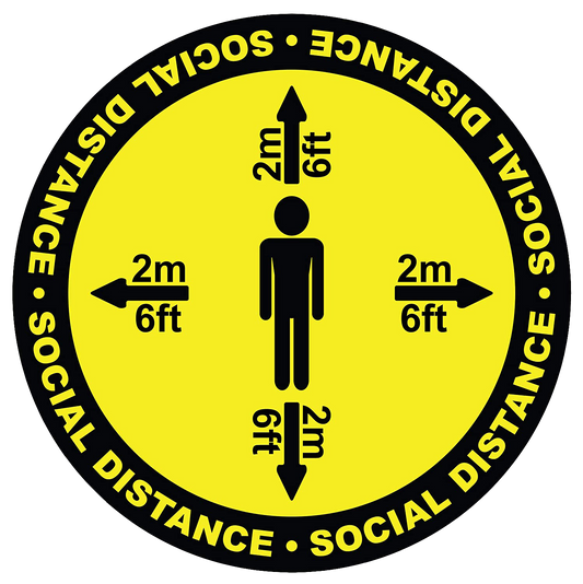 "Social Distance" Four Way, Durable Matte Laminated Vinyl Floor Sign- Various Sizes Available