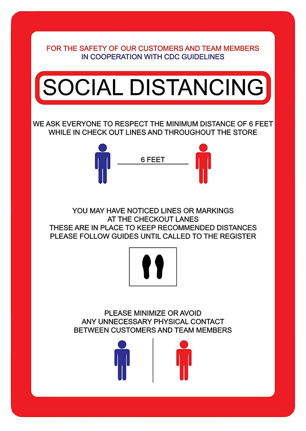 "Social Distancing" Guidelines, Adhesive Durable Vinyl Decal- 7x10"