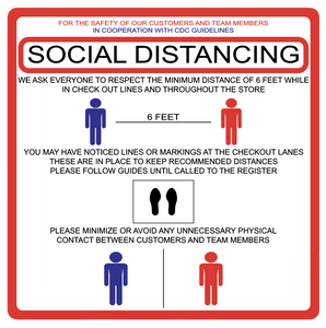 "Social Distancing" Guidelines, Durable Matte Laminated Vinyl Floor Sign- 17x17"