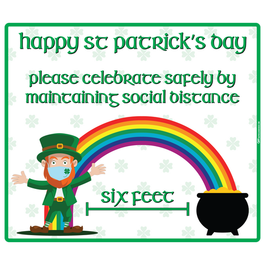 "St. Patrick's Day, Social Distancing" Adhesive Durable Vinyl Decal- Various Sizes Available