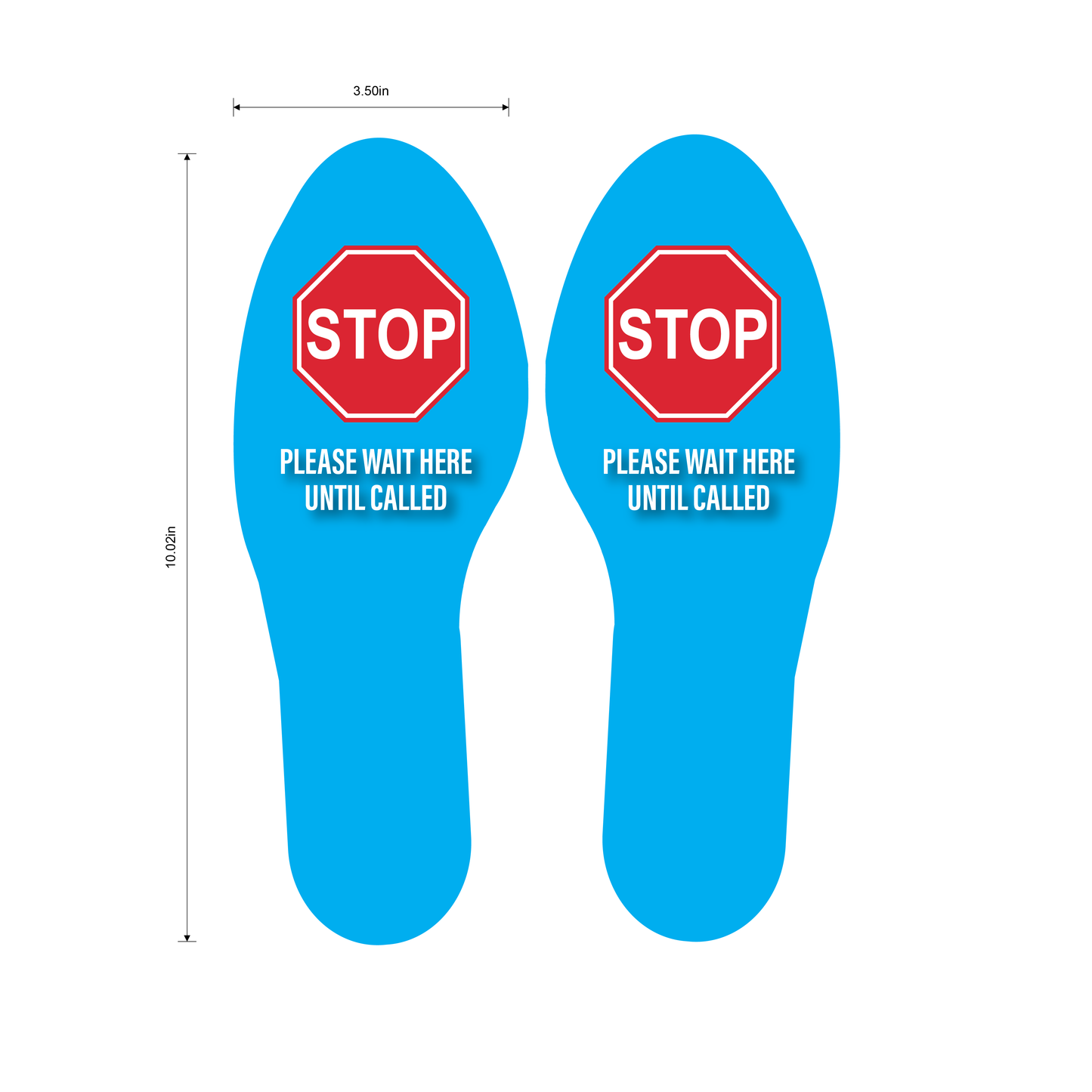 "STOP Stand Here" Social Distancing Footprints, 5 Pairs- Durable Matte Laminated Vinyl Floor Sign- 3.5x10"