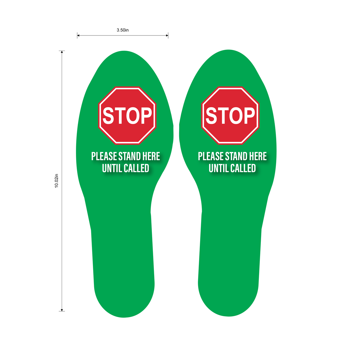 "STOP Stand Here" Social Distancing Footprints, 5 Pairs- Durable Matte Laminated Vinyl Floor Sign- 3.5x10"