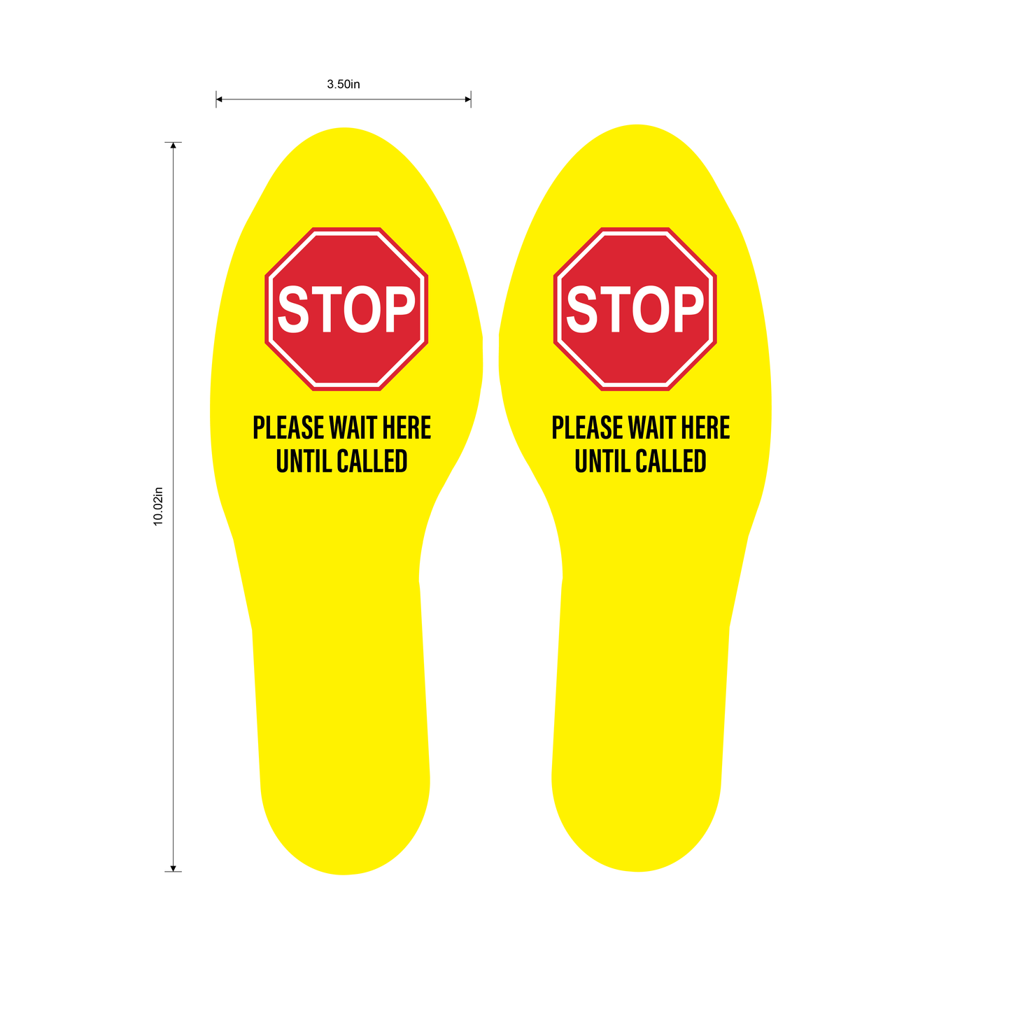 "STOP Stand Here" Social Distancing Footprints, 5 Pairs- Durable Matte Laminated Vinyl Floor Sign- 3.5x10"