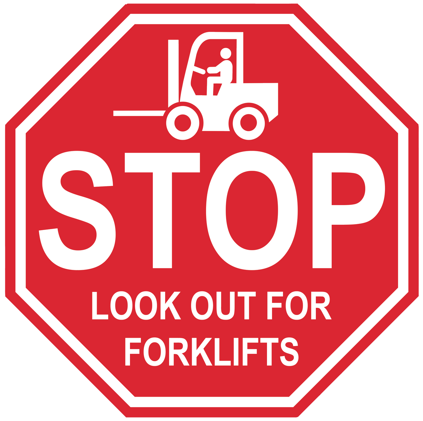 Stop Sign "Look Out for Forklifts" Durable Matte Laminated Vinyl Floor Sign- Various Sizes Available