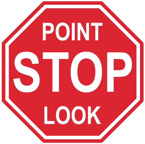 Stop Sign "Point Look" Durable Matte Laminated Vinyl Floor Sign- Various Sizes Available