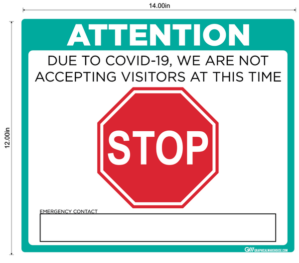"Stop, Not Accepting Visitors" Adhesive Durable Vinyl Decal- Various Sizes/Colors Available