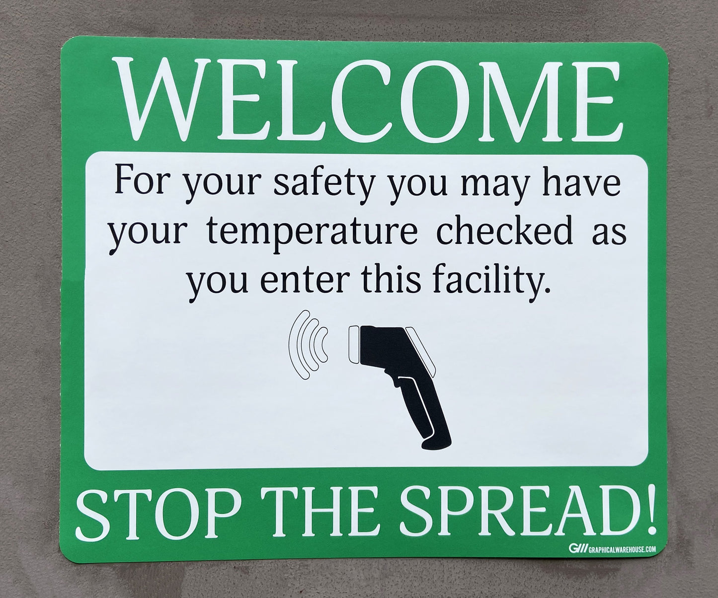 "Stop The Spread" Temperature Check Point- Adhesive Durable Vinyl Decal- 14x12”