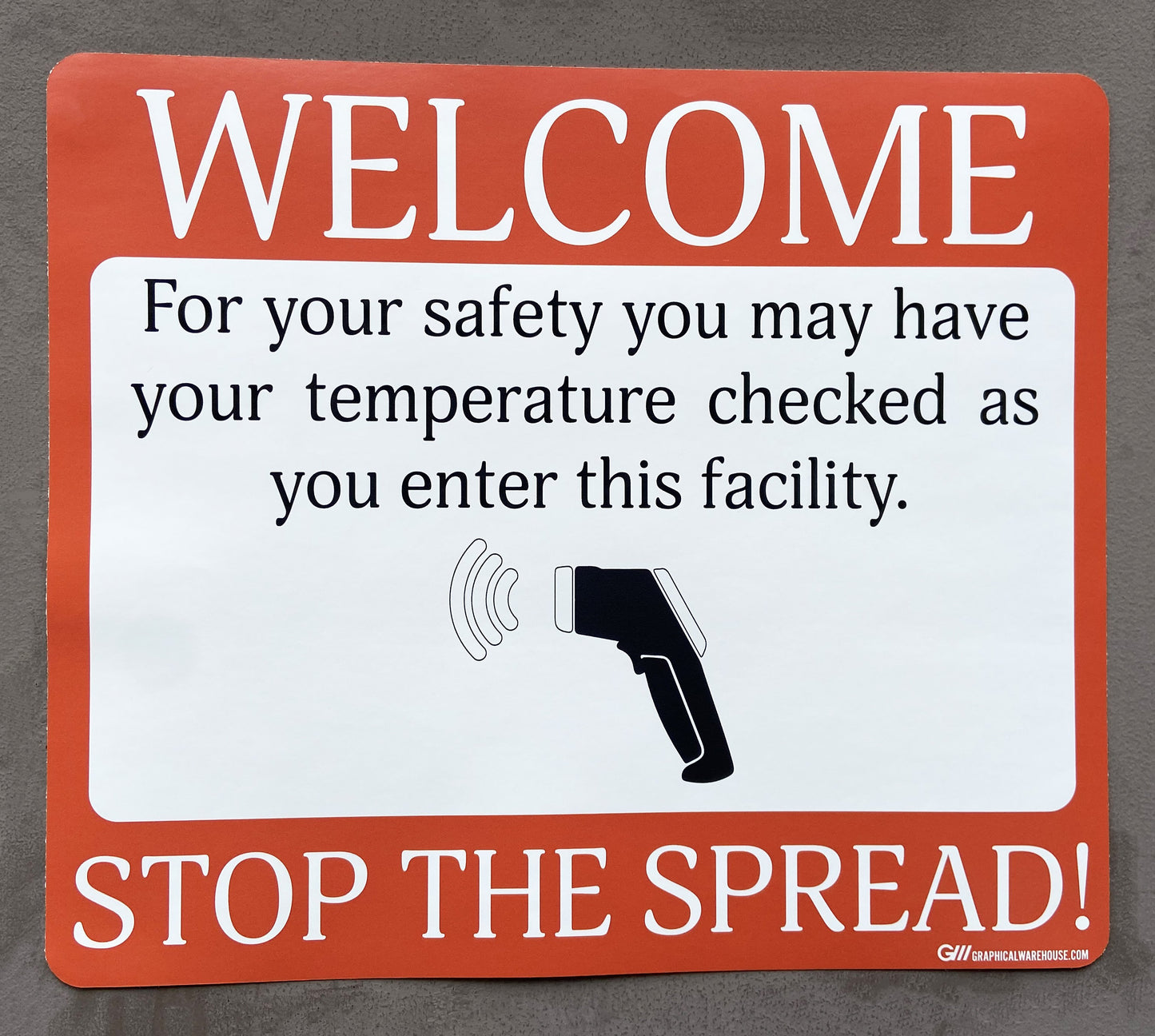 "Stop The Spread" Temperature Check Point- Adhesive Durable Vinyl Decal- 14x12”