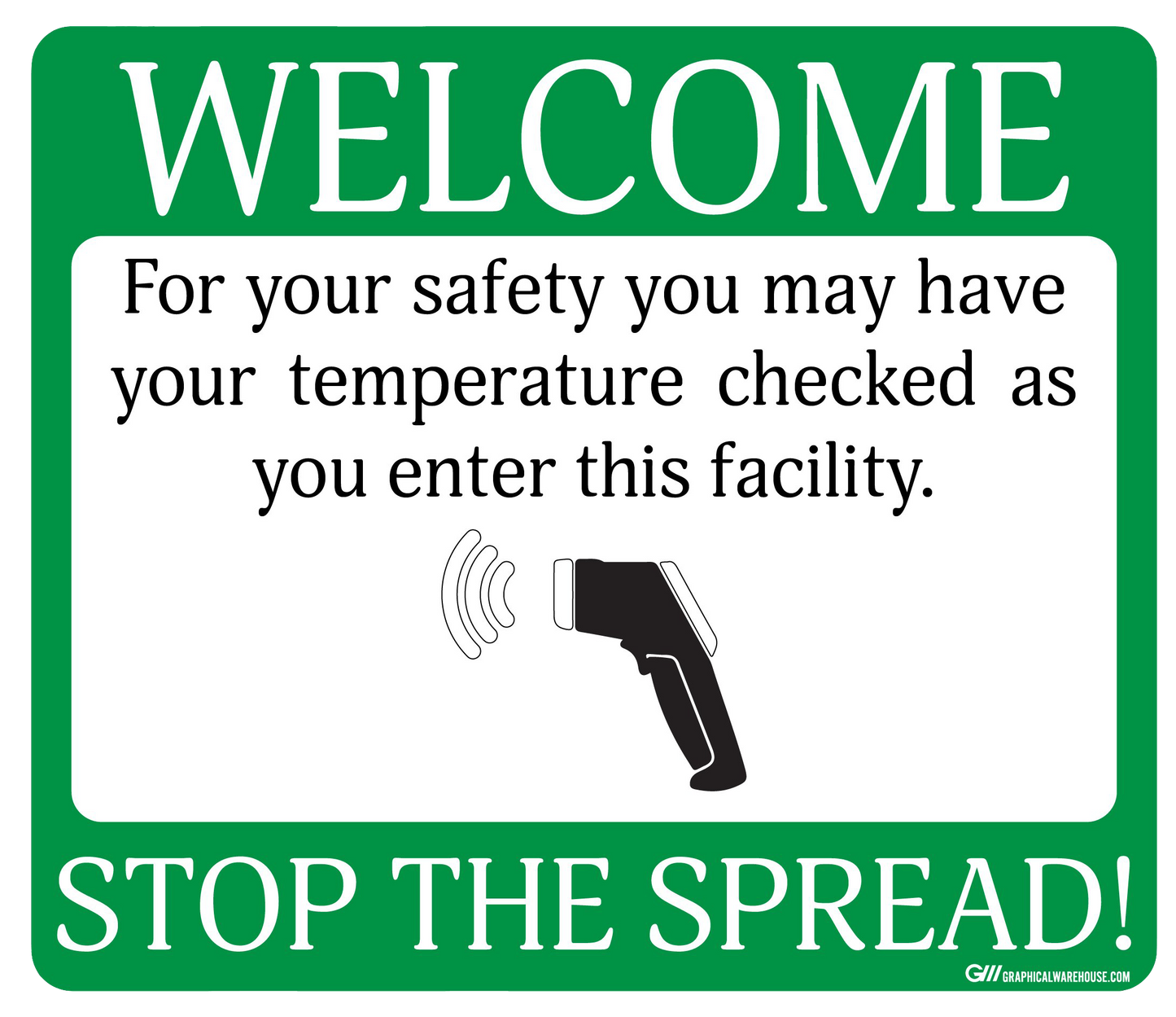 "Stop The Spread" Temperature Check Point- Adhesive Durable Vinyl Decal- 14x12”