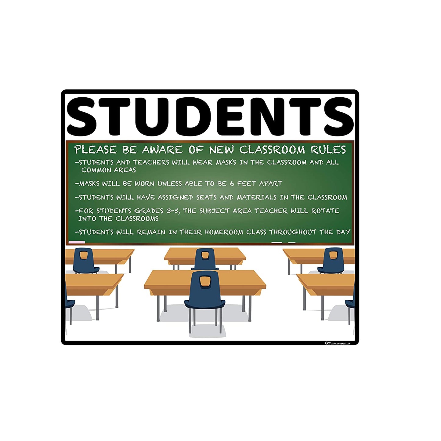 "School Classroom Rules" Adhesive Durable Vinyl Decal- Various Sizes/Colors Available