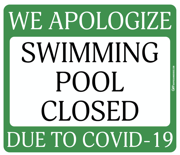 "Swimming Pool Closed Due to COVID-19" Adhesive Durable Vinyl Decal- Various Sizes/Colors Available