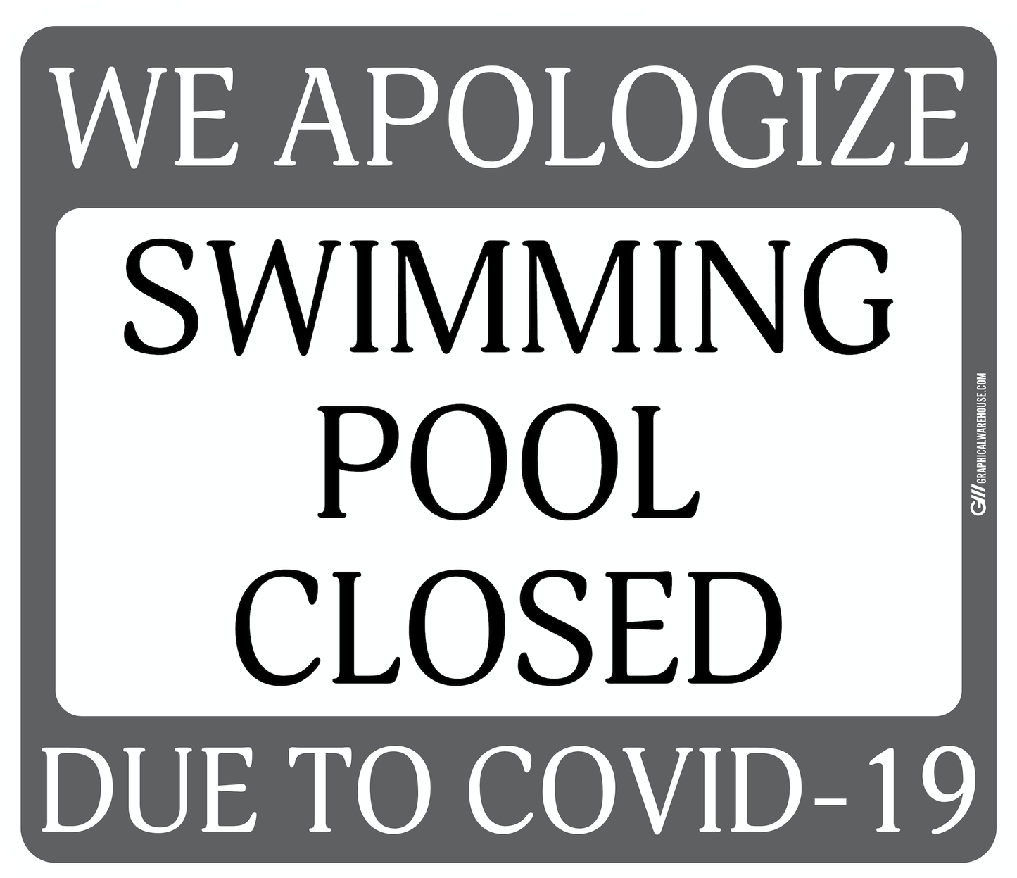 "Swimming Pool Closed Due to COVID-19" Adhesive Durable Vinyl Decal- Various Sizes/Colors Available