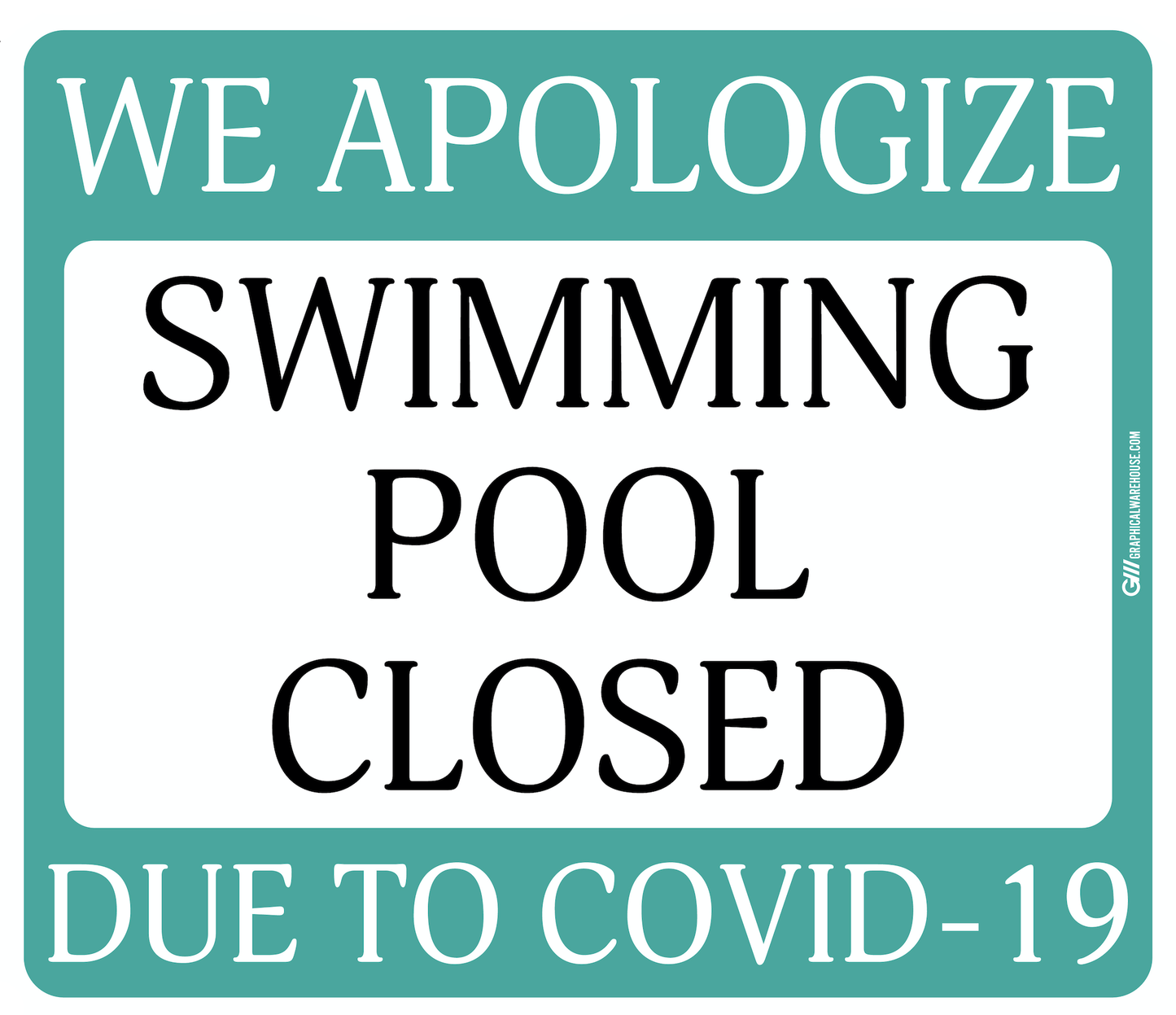 "Swimming Pool Closed Due to COVID-19" Adhesive Durable Vinyl Decal- Various Sizes/Colors Available