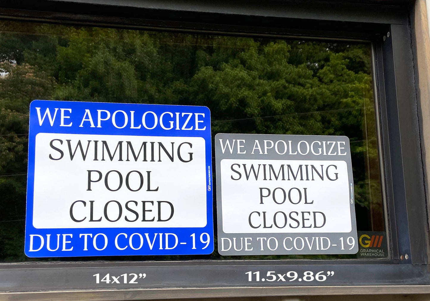 "Swimming Pool Closed Due to COVID-19" Adhesive Durable Vinyl Decal- Various Sizes/Colors Available