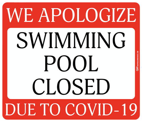 "Swimming Pool Closed Due to COVID-19" Adhesive Durable Vinyl Decal- Various Sizes/Colors Available