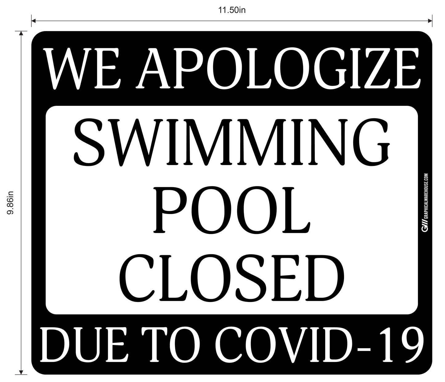 "Swimming Pool Closed Due to COVID-19" Adhesive Durable Vinyl Decal- Various Sizes/Colors Available