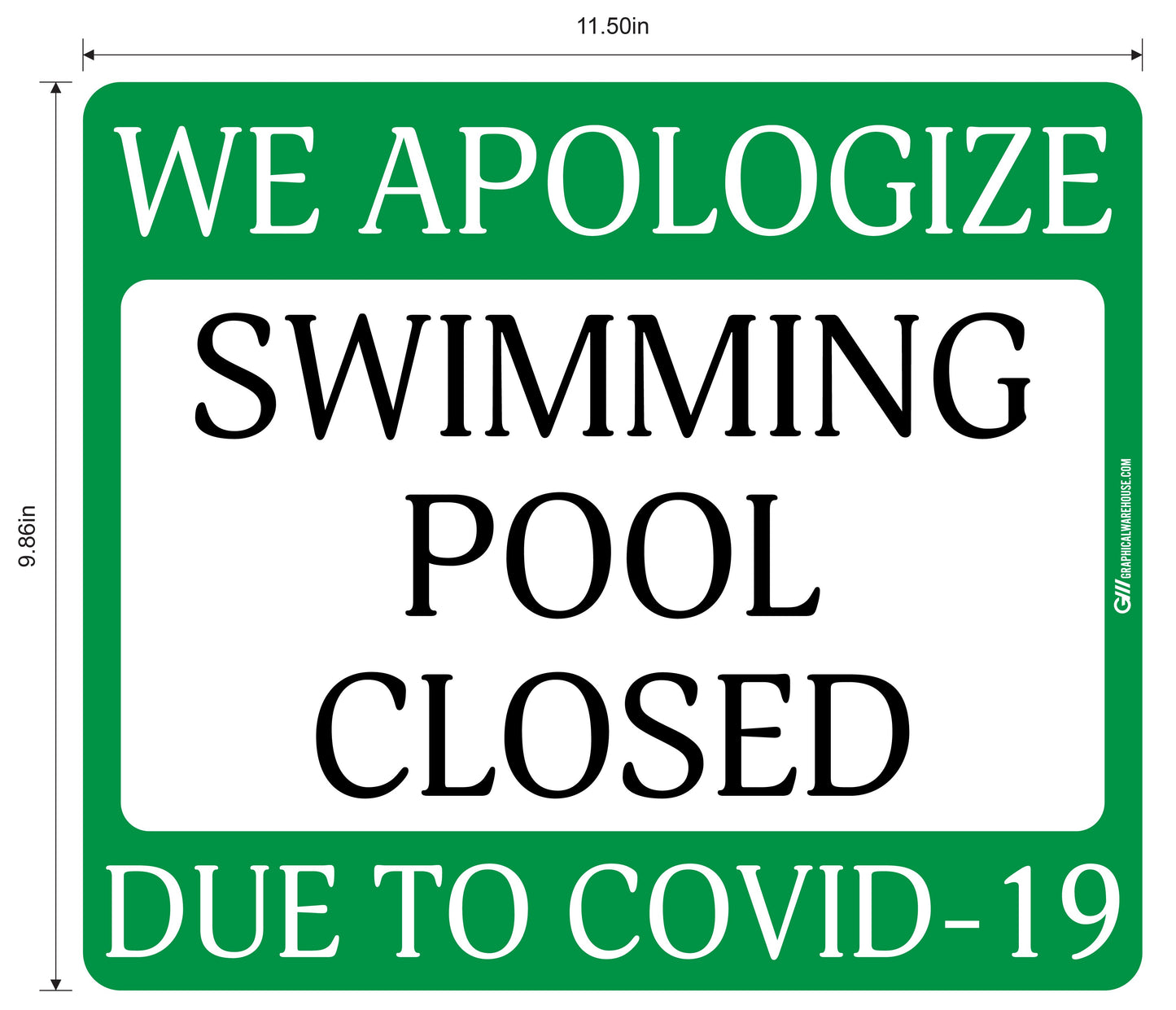 "Swimming Pool Closed Due to COVID-19" Adhesive Durable Vinyl Decal- Various Sizes/Colors Available