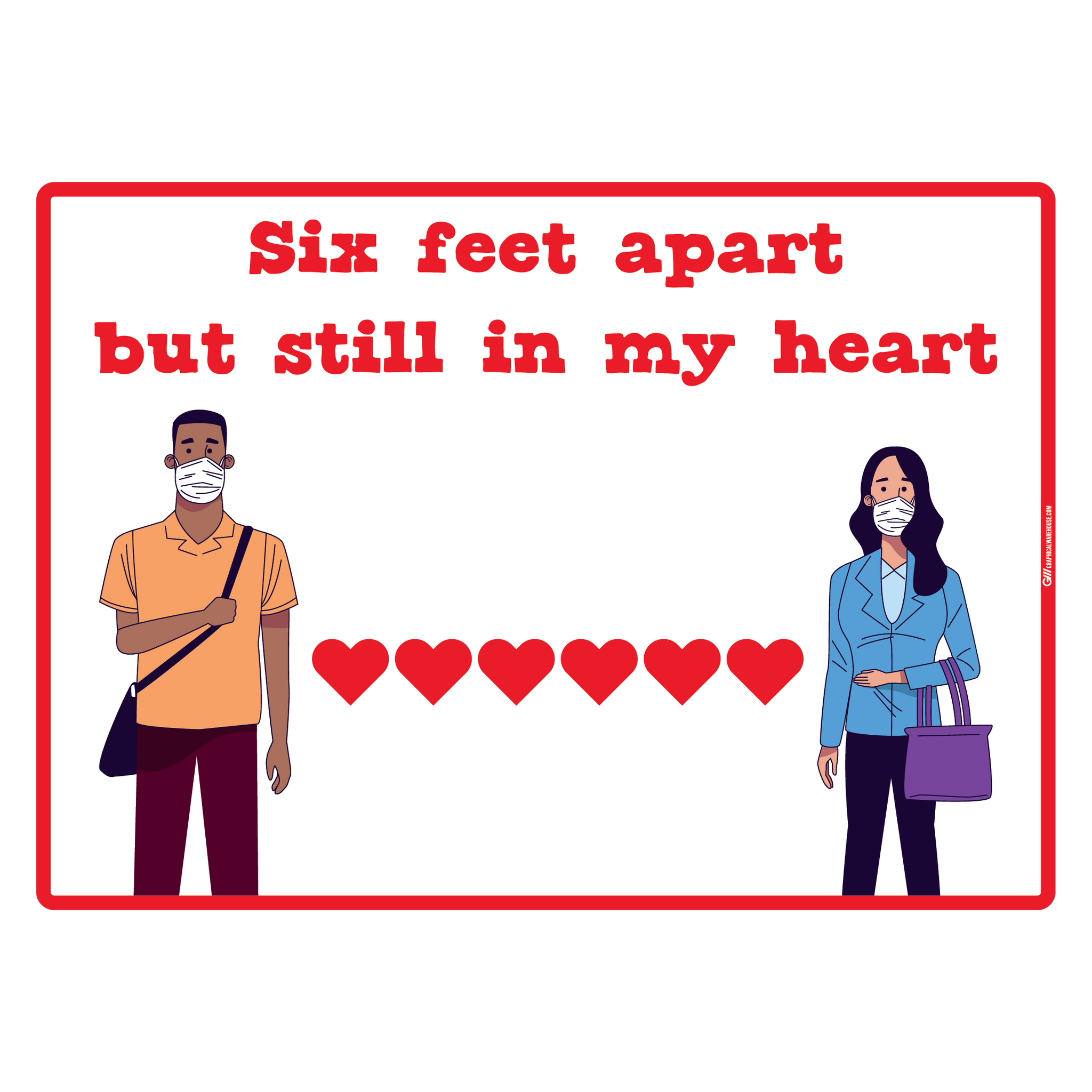 "Valentine's Day, 6 Feet" Adhesive Durable Vinyl Decal- Various Sizes/Colors Available