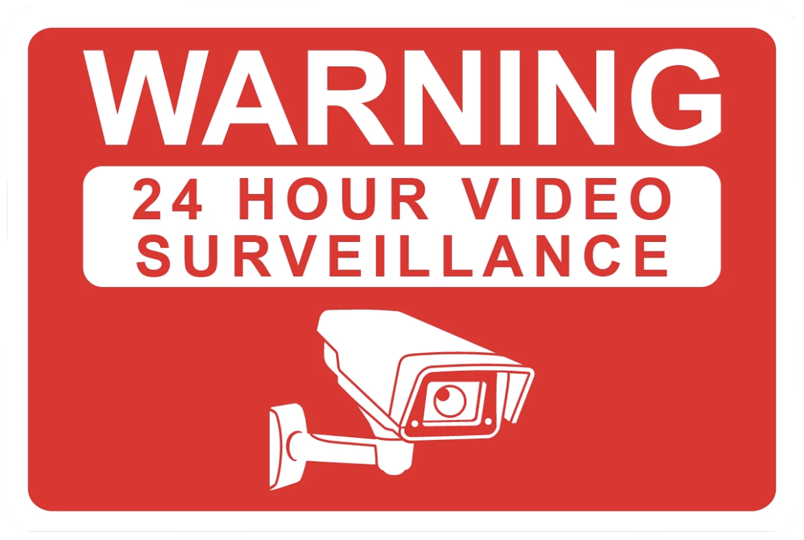 "Warning: 24 Hour Video Surveillance" Laminated Aluminum 3-Way Sign
