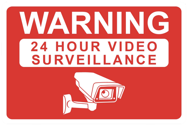 "Warning: 24 Hour Video Surveillance" Laminated Aluminum 3-Way Sign