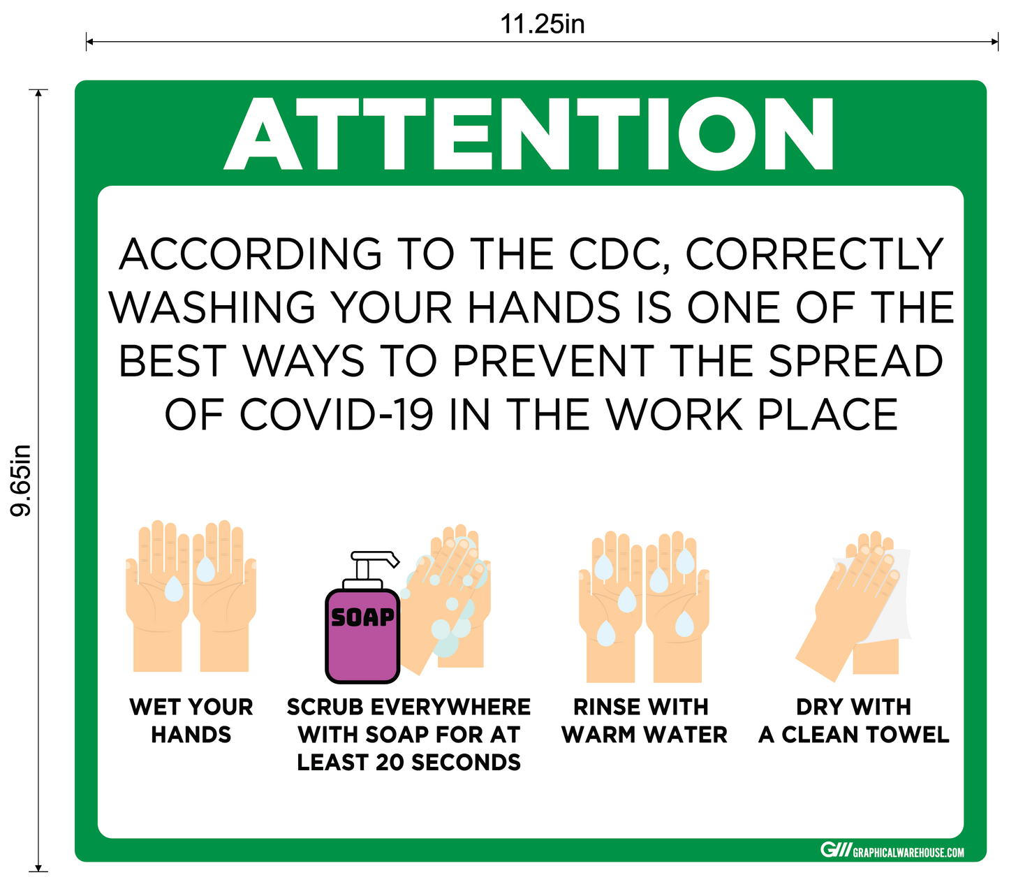 "Wash Your Hands" Adhesive Durable Vinyl Decal- Various Sizes/Colors Available