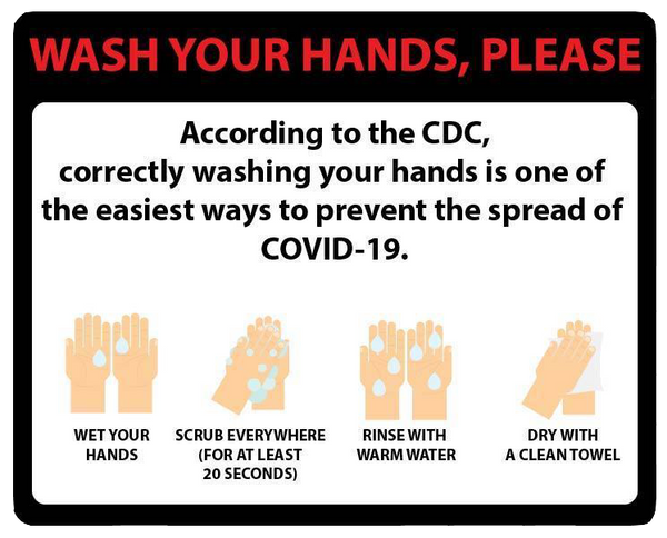 "Wash Your Hands" Guidelines, Adhesive Durable Vinyl Decal- 10x8"
