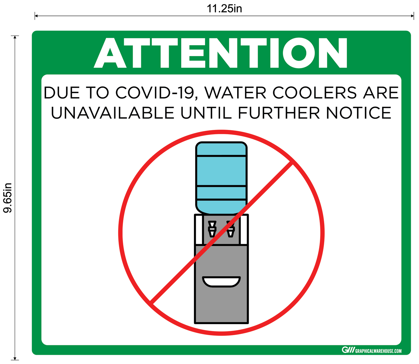 "Water Cooler Unavailable" Adhesive Durable Vinyl Decal- Various Sizes/Colors Available